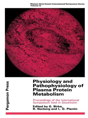 cover image of Physiology and Pathophysiology of Plasma Protein Metabolism